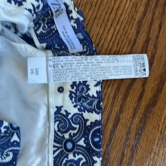 Zara Women's Chinos Blue Paisley Design - Picture 4 of 5